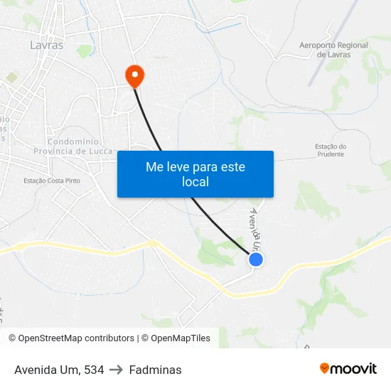 Avenida Um, 534 to Fadminas map