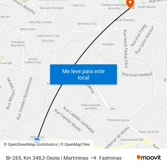 Br-265, Km 348,3 Oeste | Martminas to Fadminas map