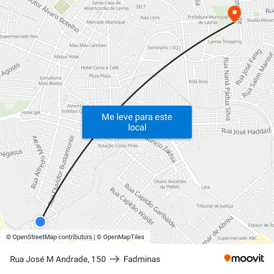 Rua José M Andrade, 150 to Fadminas map