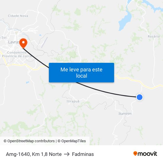 Amg-1640, Km 1,8 Norte to Fadminas map