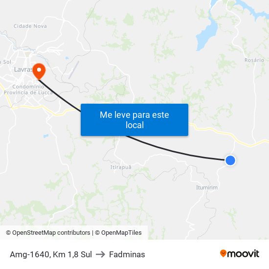 Amg-1640, Km 1,8 Sul to Fadminas map