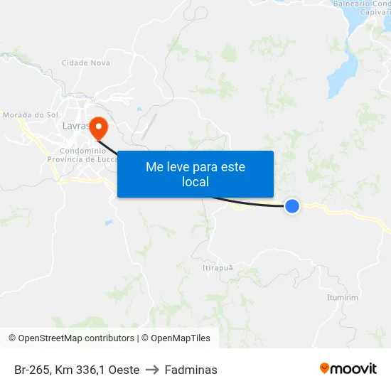 Br-265, Km 336,1 Oeste to Fadminas map