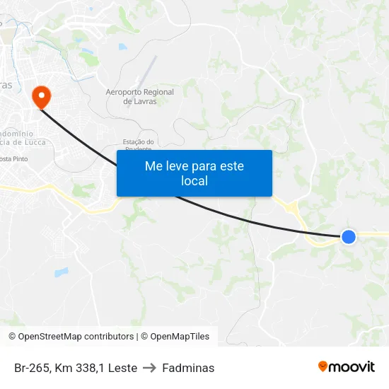Br-265, Km 338,1 Leste to Fadminas map