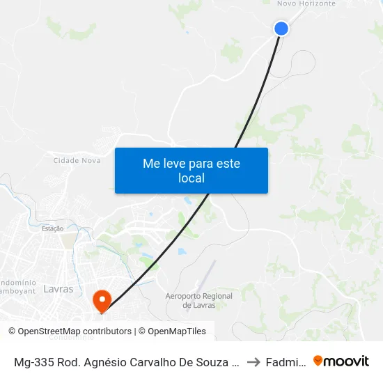 Mg-335 Rod. Agnésio Carvalho De Souza Km 79,6 Sul to Fadminas map