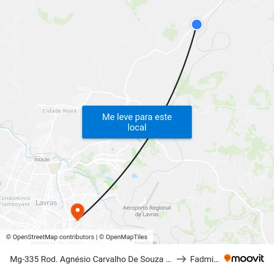 Mg-335 Rod. Agnésio Carvalho De Souza Km 80,0 Sul to Fadminas map