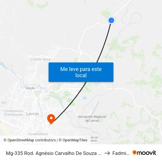Mg-335 Rod. Agnésio Carvalho De Souza Km 80,8 Sul to Fadminas map