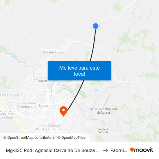Mg-335 Rod. Agnésio Carvalho De Souza Km 83,0 Sul to Fadminas map