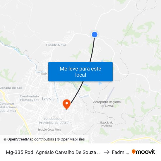 Mg-335 Rod. Agnésio Carvalho De Souza Km 84,0 Sul to Fadminas map