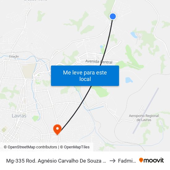 Mg-335 Rod. Agnésio Carvalho De Souza Km 85,2 Sul to Fadminas map