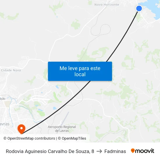 Rodovia Aguinesio Carvalho De Souza, 8 to Fadminas map