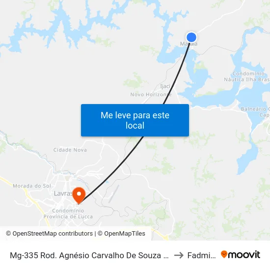 Mg-335 Rod. Agnésio Carvalho De Souza Km 72,3 Sul to Fadminas map