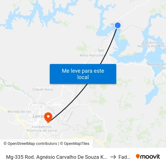 Mg-335 Rod. Agnésio Carvalho De Souza Km 73,1 Sul | Entr. Macaia to Fadminas map