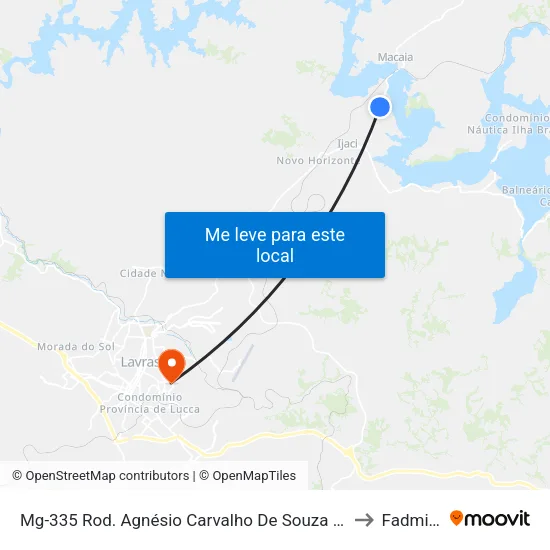 Mg-335 Rod. Agnésio Carvalho De Souza Km 75,1 Sul to Fadminas map