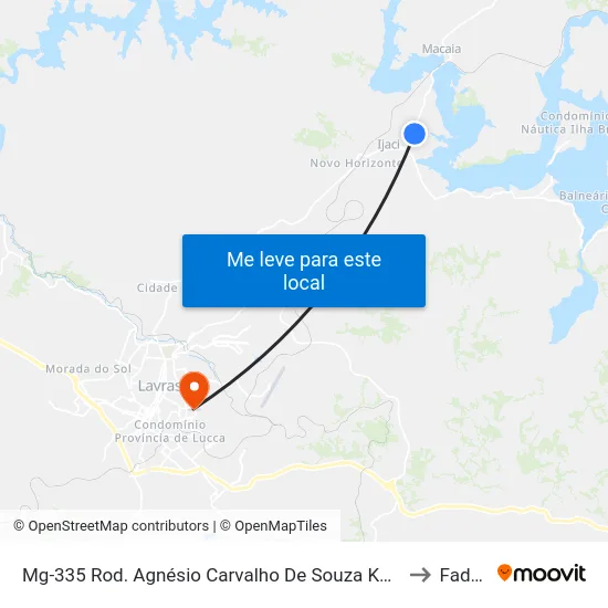 Mg-335 Rod. Agnésio Carvalho De Souza Km 76,2 Norte | Mineração Julinho to Fadminas map