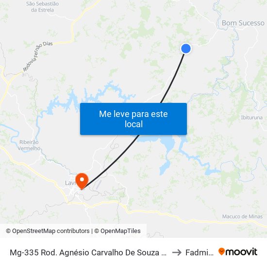 Mg-335 Rod. Agnésio Carvalho De Souza Km 60,2 Sul to Fadminas map