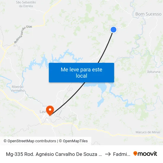 Mg-335 Rod. Agnésio Carvalho De Souza Km 60,2 Sul to Fadminas map