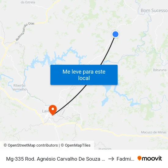 Mg-335 Rod. Agnésio Carvalho De Souza Km 62,1 Sul to Fadminas map