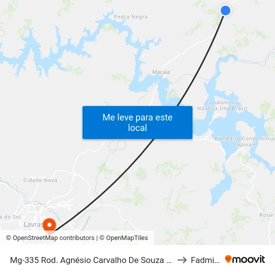 Mg-335 Rod. Agnésio Carvalho De Souza Km 66,1 Sul to Fadminas map