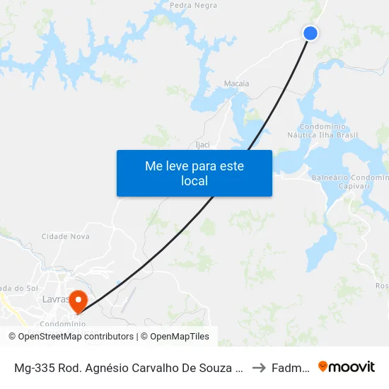 Mg-335 Rod. Agnésio Carvalho De Souza Km 68,2 Norte to Fadminas map