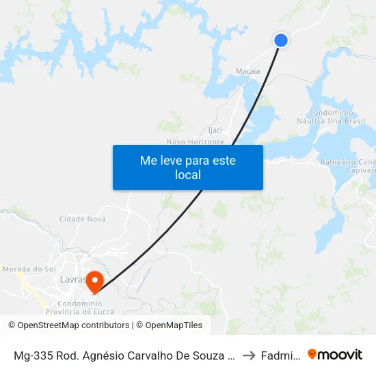 Mg-335 Rod. Agnésio Carvalho De Souza Km 70,4 Sul to Fadminas map