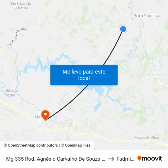 Mg-335 Rod. Agnésio Carvalho De Souza Km 57,0 Sul to Fadminas map