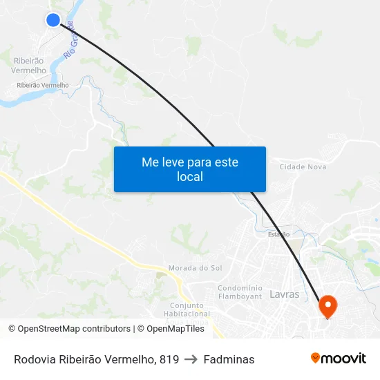 Rodovia Ribeirão Vermelho, 819 to Fadminas map