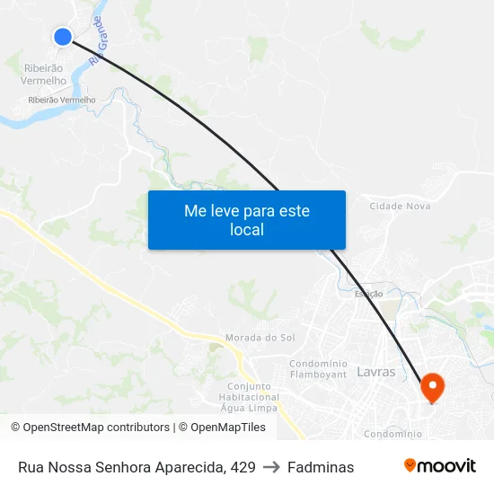 Rua Nossa Senhora Aparecida, 429 to Fadminas map
