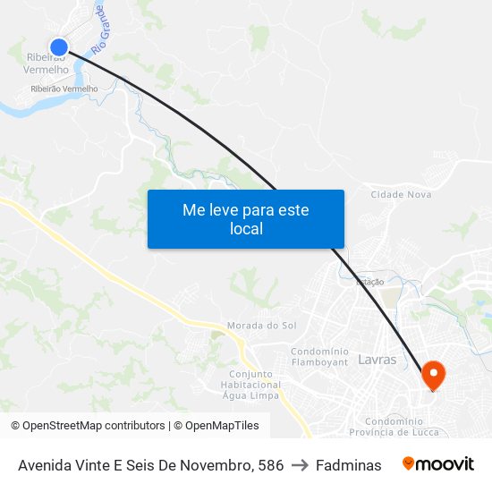 Avenida Vinte E Seis De Novembro, 586 to Fadminas map