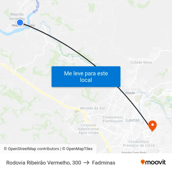 Rodovia Ribeirão Vermelho, 300 to Fadminas map