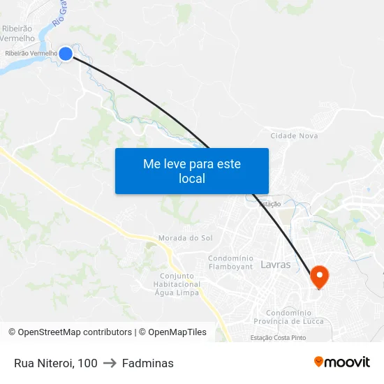 Rua Niteroi, 100 to Fadminas map