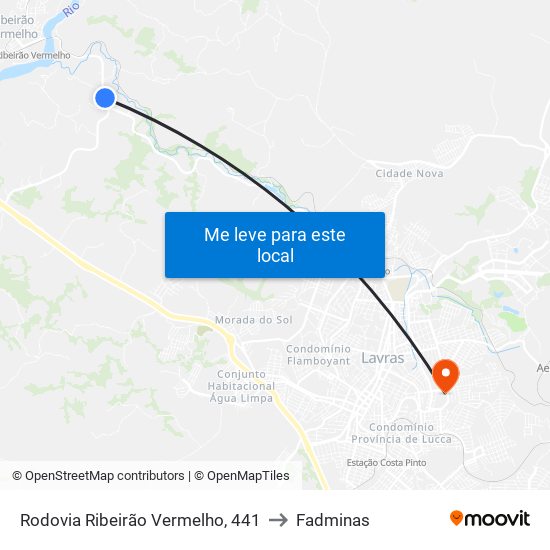 Rodovia Ribeirão Vermelho, 441 to Fadminas map