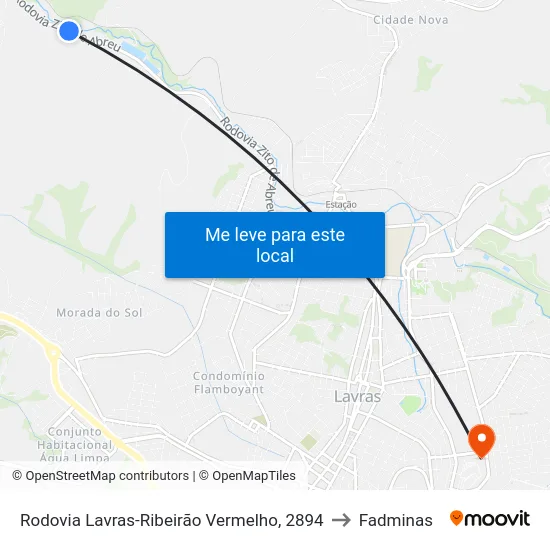 Rodovia Lavras-Ribeirão Vermelho, 2894 to Fadminas map