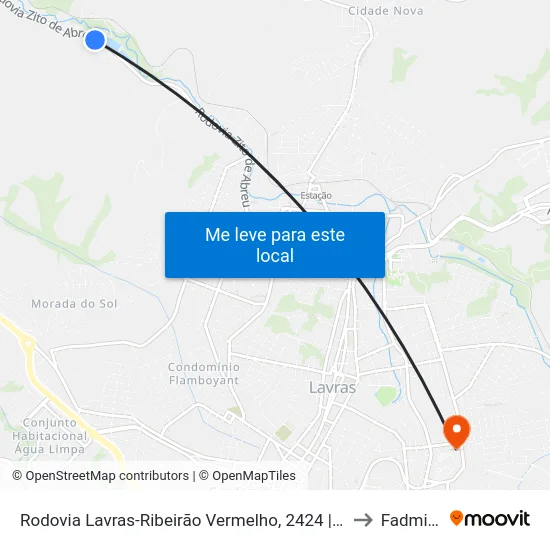 Rodovia Lavras-Ribeirão Vermelho, 2424 | Ete Lavras to Fadminas map