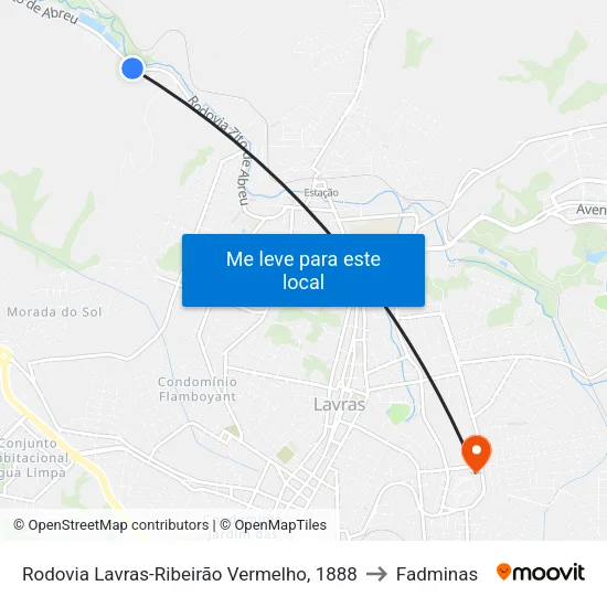 Rodovia Lavras-Ribeirão Vermelho, 1888 to Fadminas map