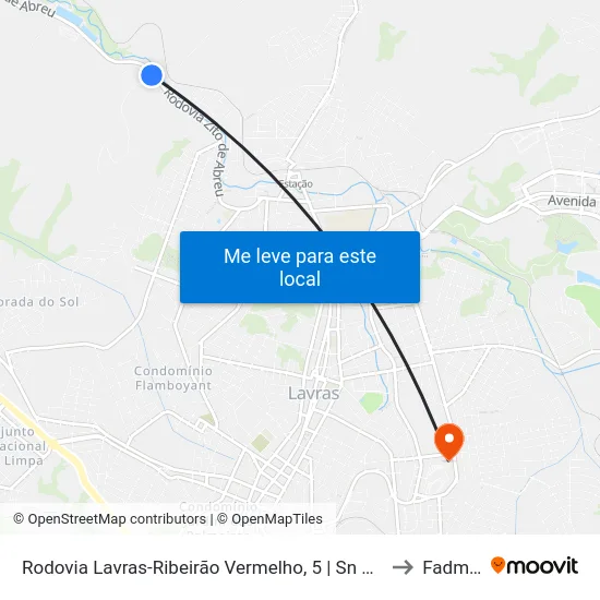 Rodovia Lavras-Ribeirão Vermelho, 5 | Sn Concretos E Britas to Fadminas map