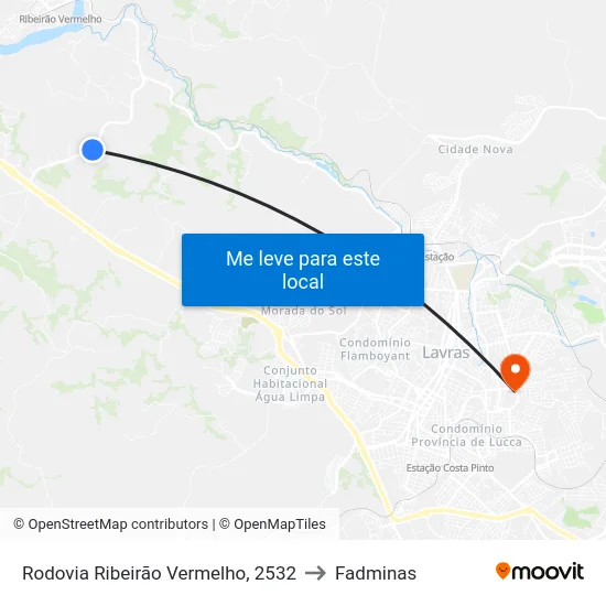 Rodovia Ribeirão Vermelho, 2532 to Fadminas map