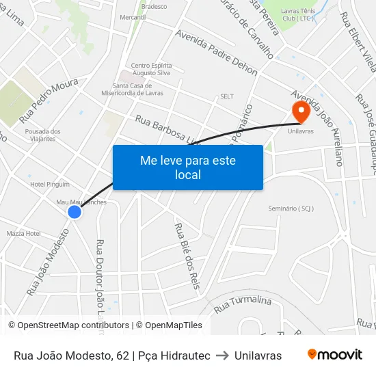Rua João Modesto, 62 | Pça Hidrautec to Unilavras map
