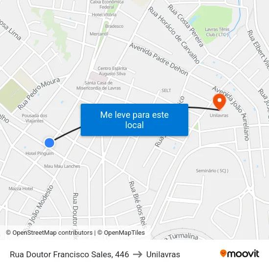 Rua Doutor Francisco Sales, 446 to Unilavras map