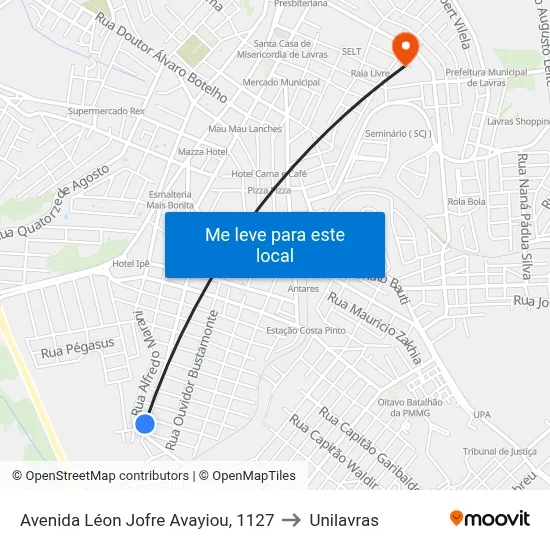 Avenida Léon Jofre Avayiou, 1127 to Unilavras map