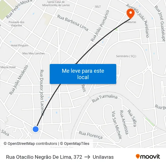 Rua Otacílio Negrão De Lima, 372 to Unilavras map