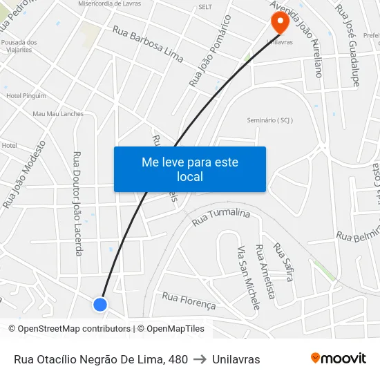 Rua Otacílio Negrão De Lima, 480 to Unilavras map