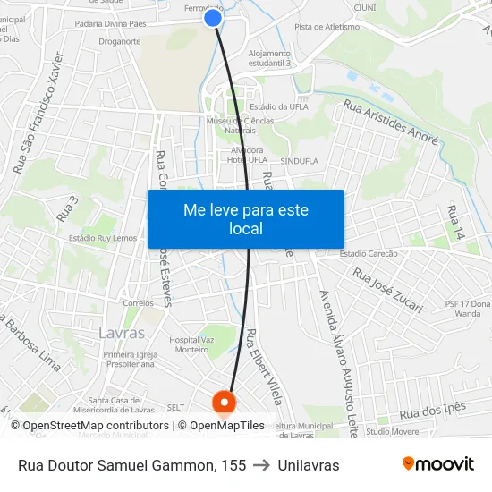 Rua Doutor Samuel Gammon, 155 to Unilavras map