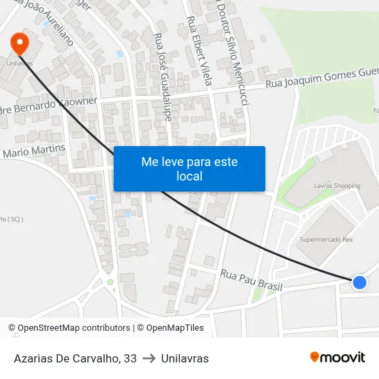 Azarias De Carvalho, 33 to Unilavras map