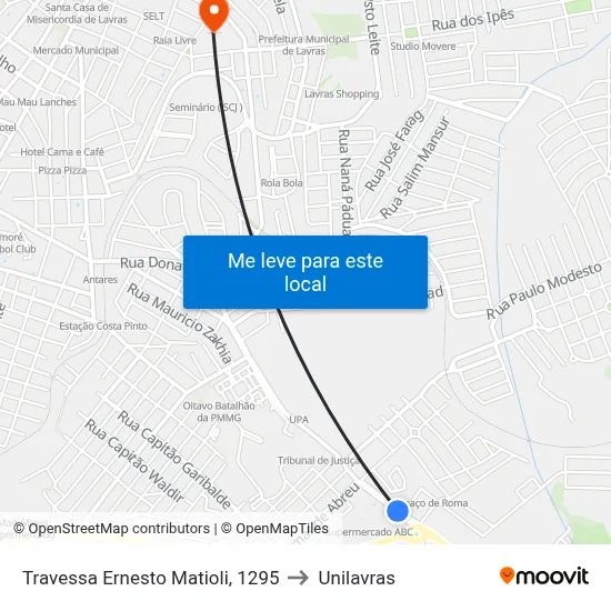 Travessa Ernesto Matioli, 1295 to Unilavras map