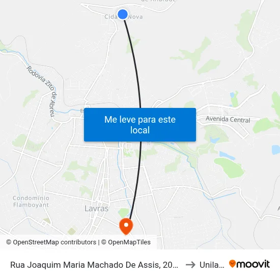 Rua Joaquim Maria Machado De Assis, 202 | Padaria Vovó Lia to Unilavras map