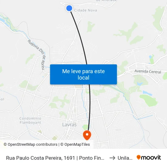 Rua Paulo Costa Pereira, 1691 | Ponto Final Vila Mariana to Unilavras map