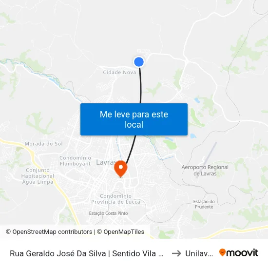 Rua Geraldo José Da Silva | Sentido Vila Mariana to Unilavras map