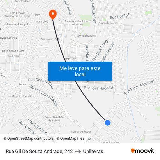 Rua Gil De Souza Andrade, 242 to Unilavras map