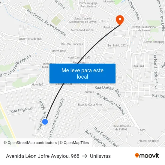 Avenida Léon Jofre Avayiou, 968 to Unilavras map