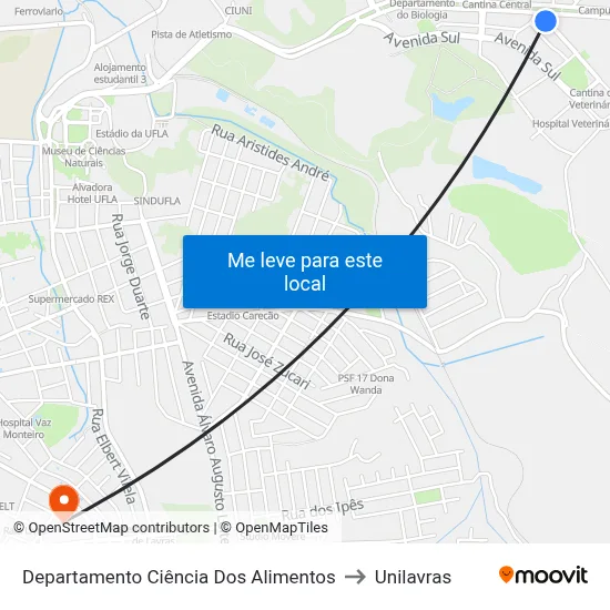 Departamento Ciência Dos Alimentos to Unilavras map